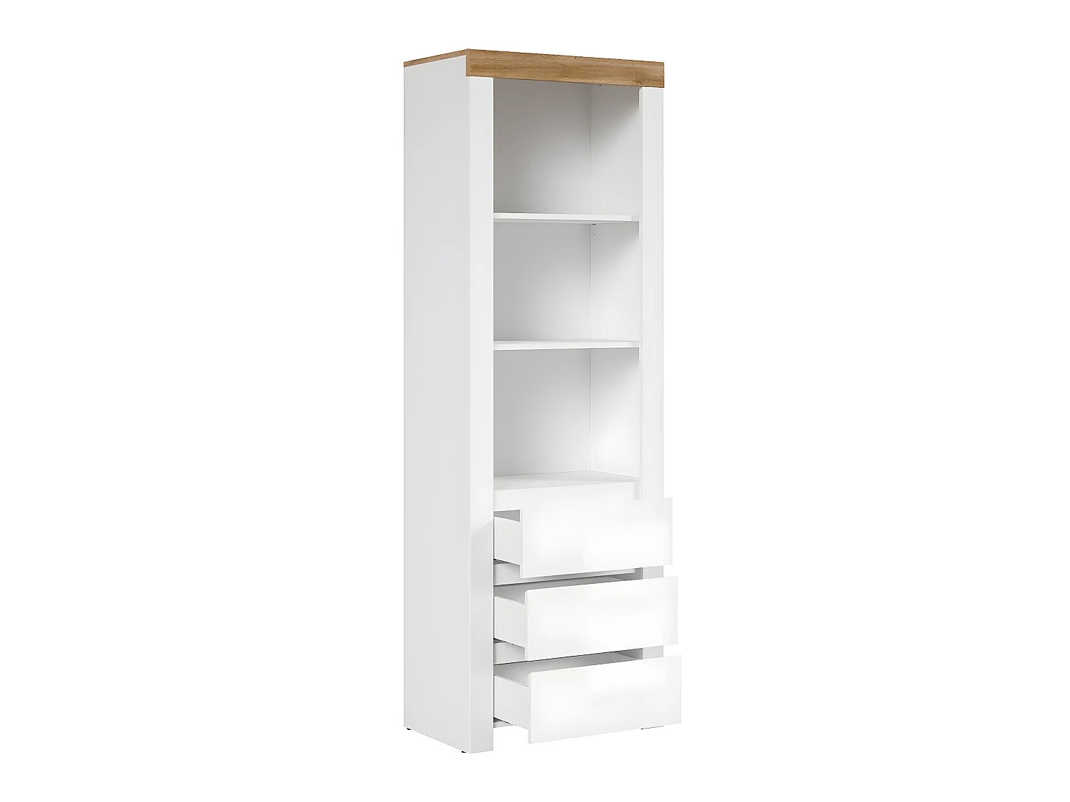 Bibliothèque 3 tiroirs Hella Blanc et Bois