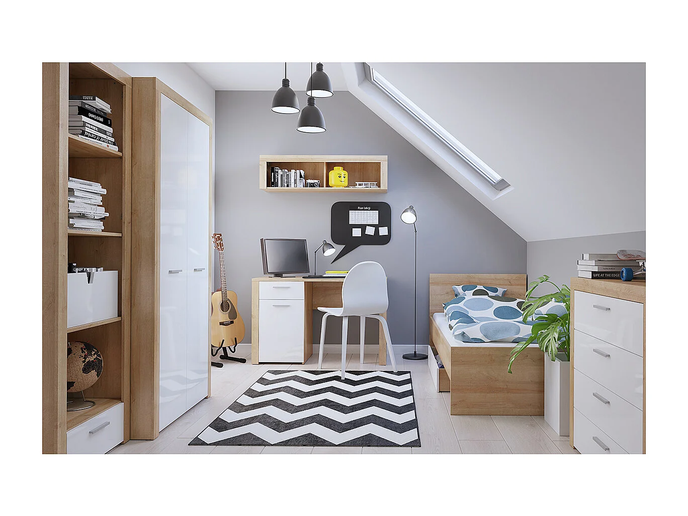 Nora Wit en Hout 1 Lade Boekenkast