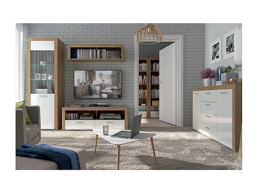 Nora Wit en Hout 1 Lade Boekenkast