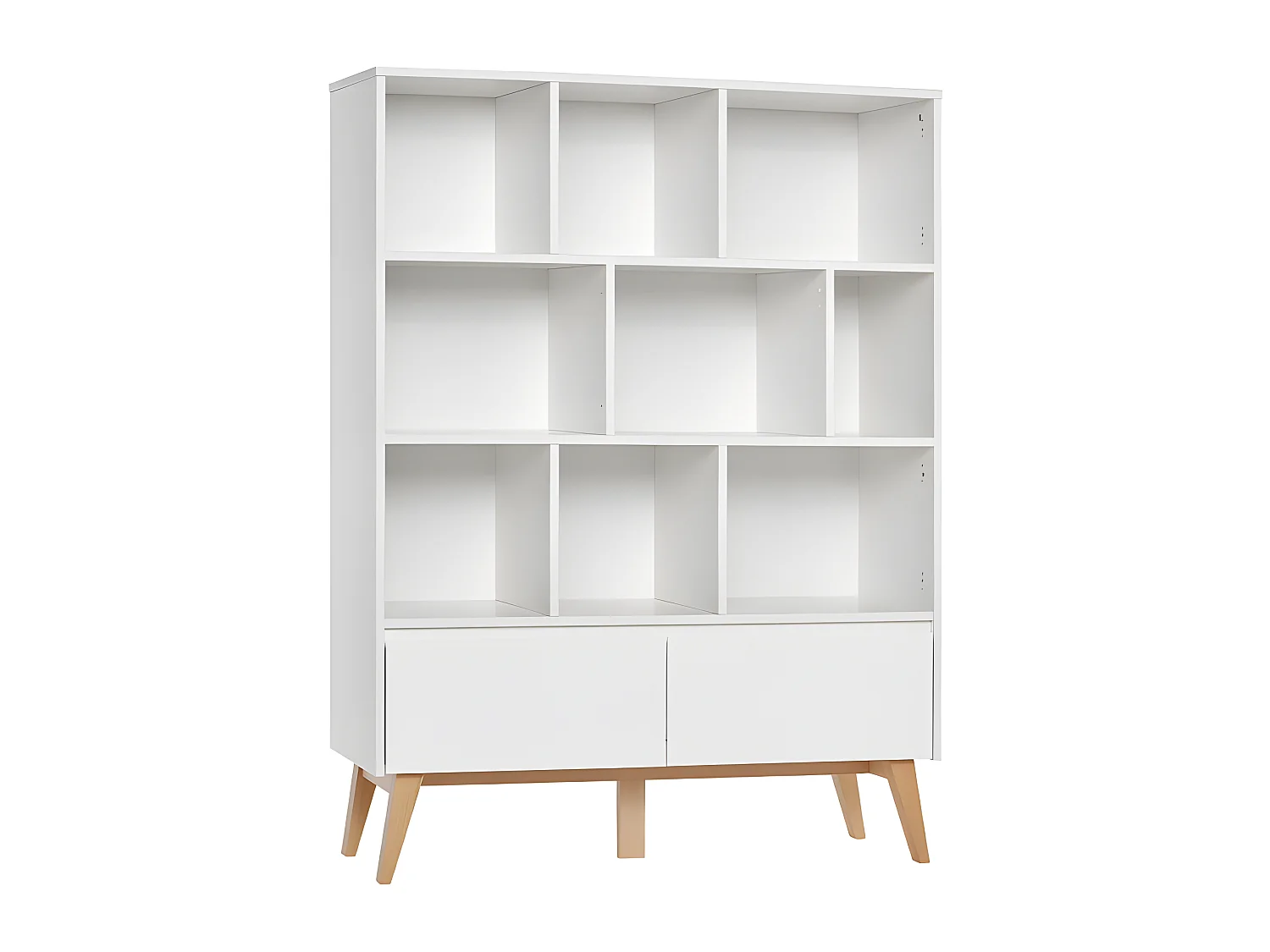 Bibliothèque Swing - Blanc et bois