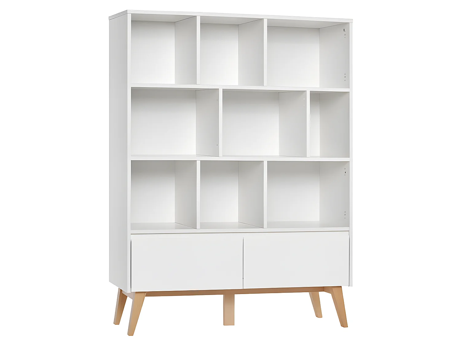 Bibliothèque Swing - Blanc et bois