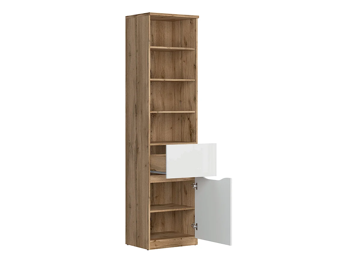 Bookcase 1 drawer 1 door June White and Wood