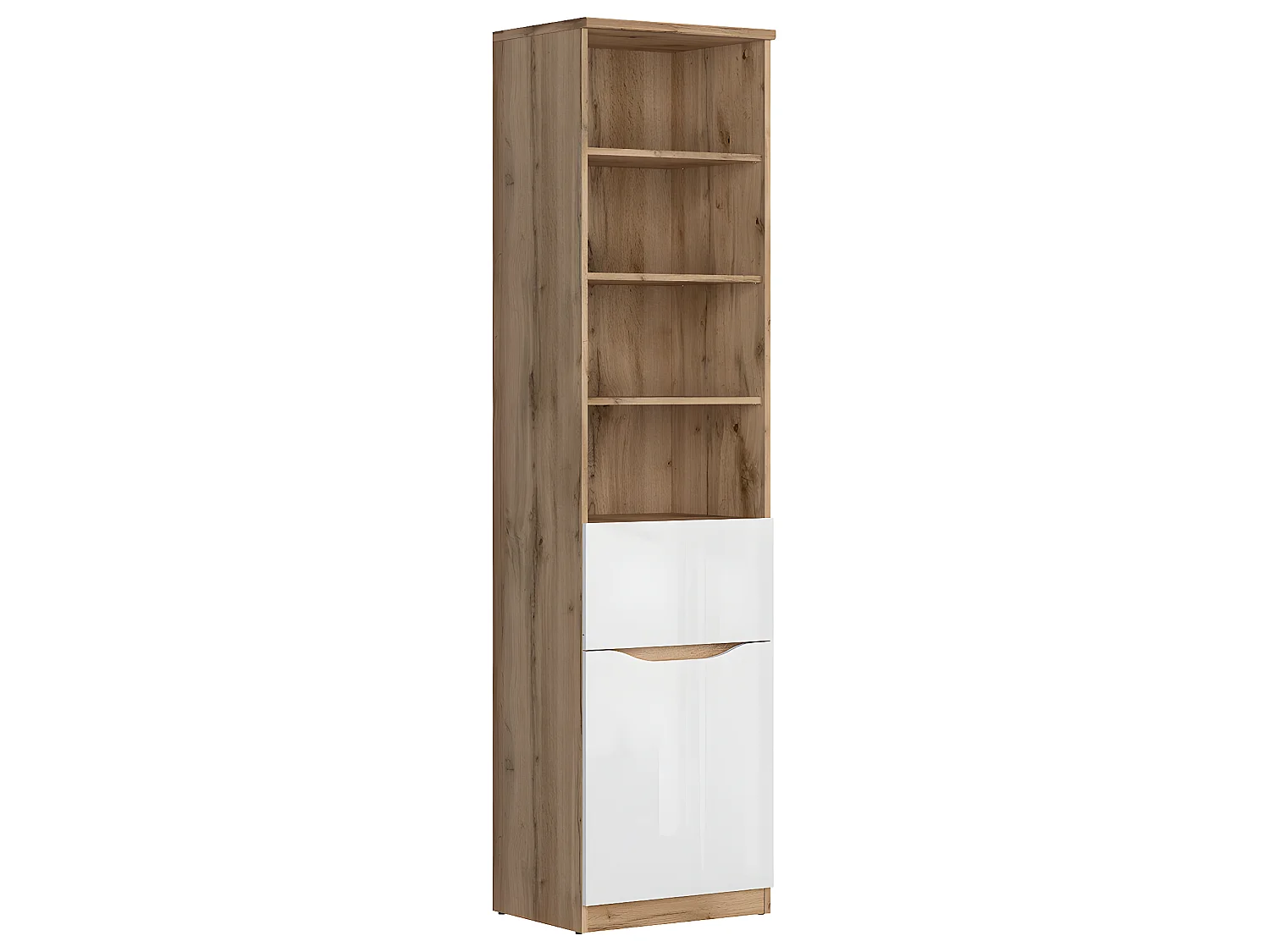 Bibliothèque 1 tiroir 1 porte June Blanc et Bois