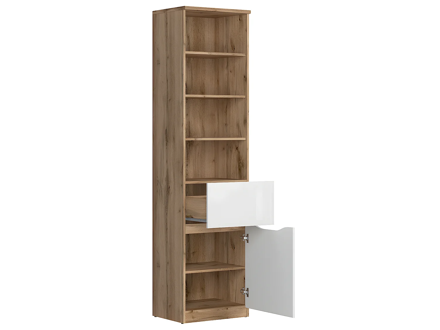 Bibliothèque 1 tiroir 1 porte June Blanc et Bois