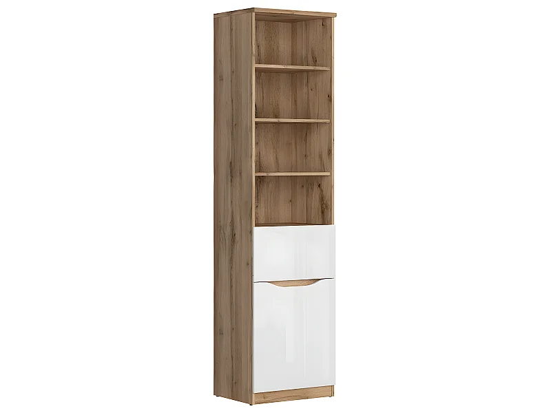 Bibliothèque 1 tiroir 1 porte June Blanc et Bois