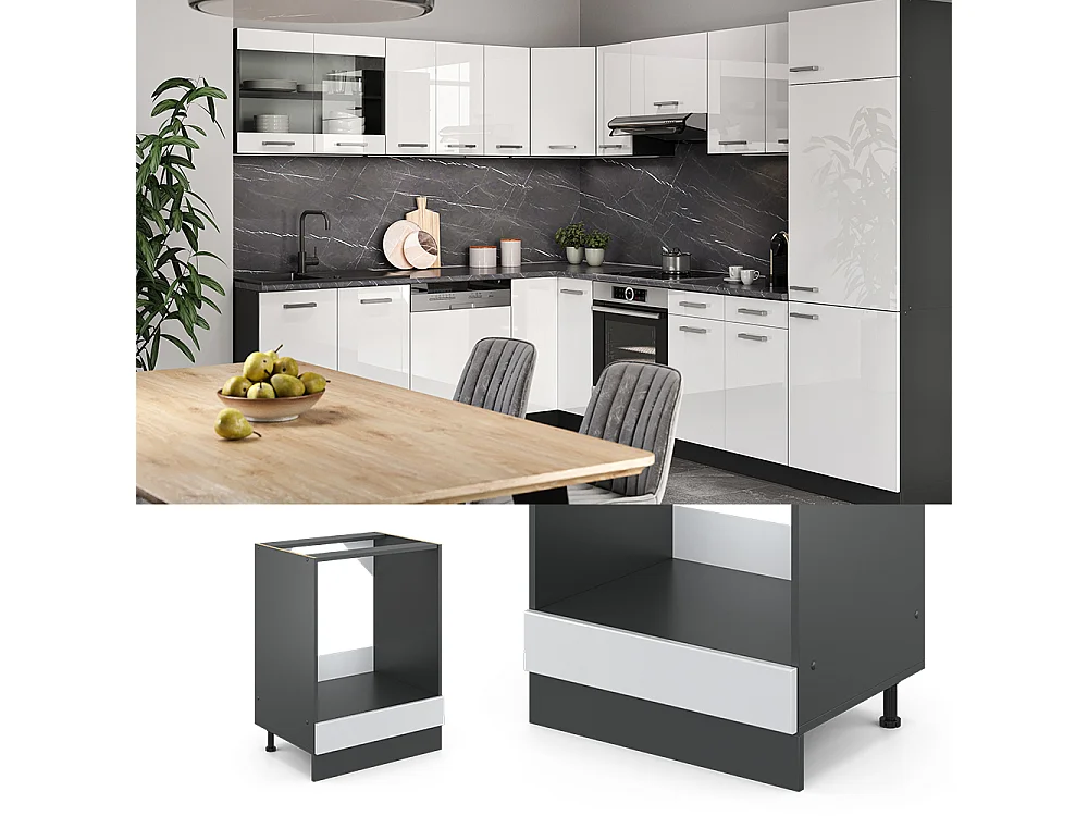 Armario para horno empotrado blanco alto brillo 60x60x81.6 r-line