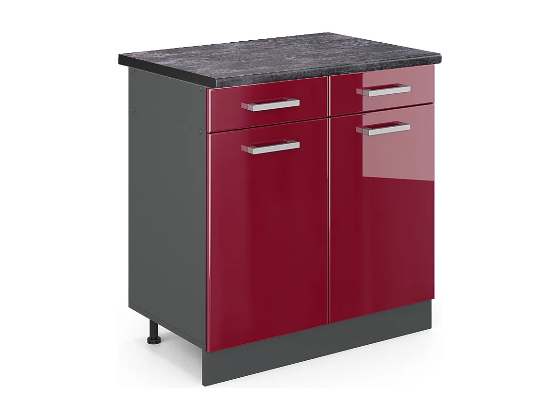Mueble bajo de cocina rojo de alto brillo 80x60x81.6 r-line
