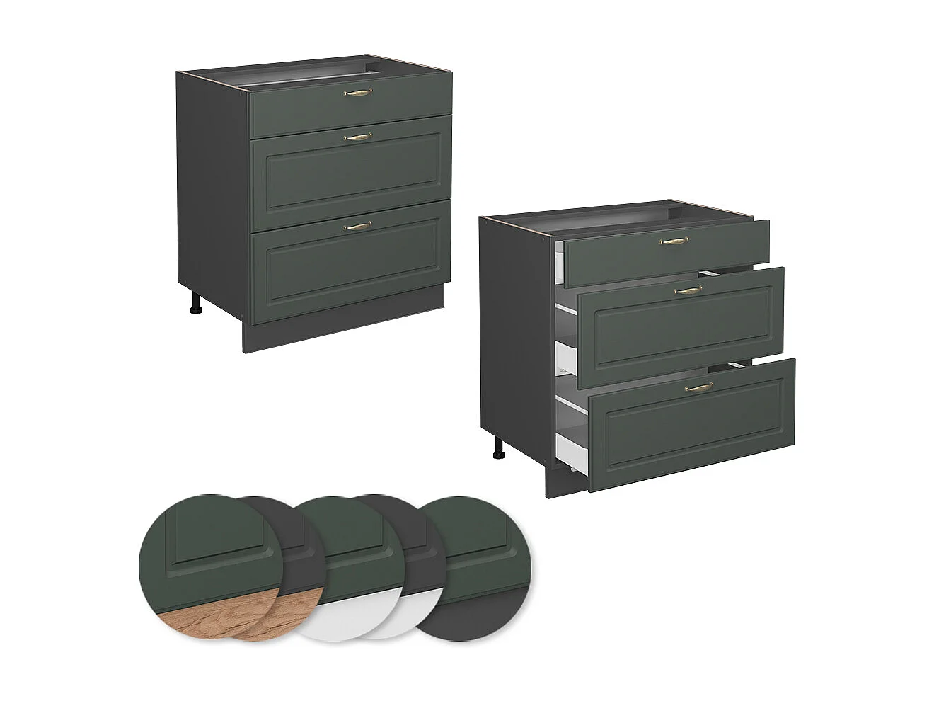 Meuble cuisine vert or campagne 80x60x82 fame-line