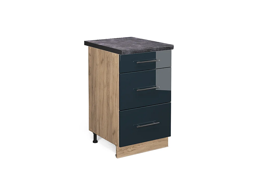 Meuble cuisine bleu foncé brillant 50x60x82 fame-line