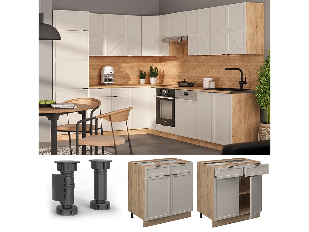 Meuble cuisine grisbeige 80x60x82 fame-line