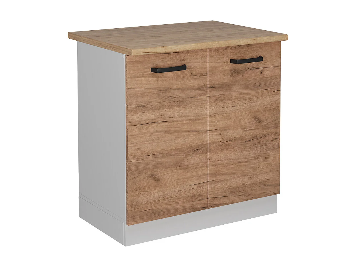 Meuble bas sous-évier chêne de force doré 80x60x81.6 r-line