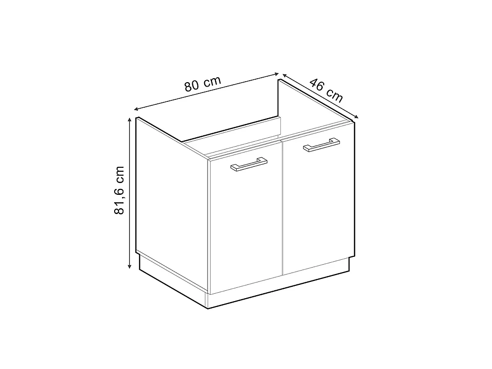 Meuble bas sous-évier chêne de force doré 80x60x81.6 r-line