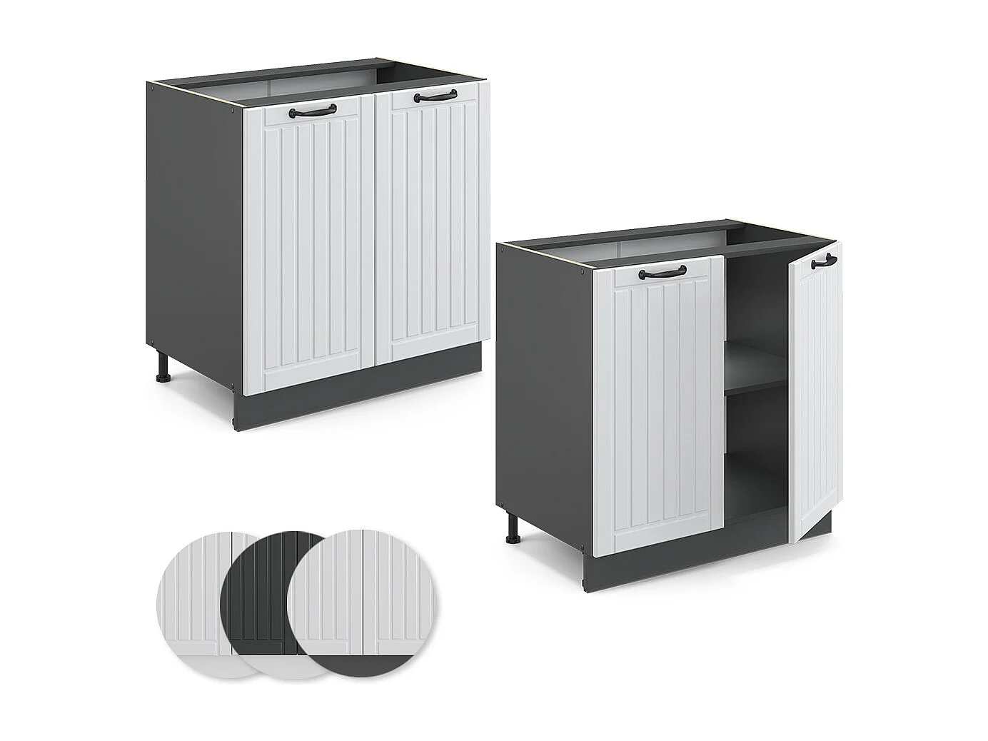 Meuble bas sous-évier blanc campagne 80x60x82 fame-line