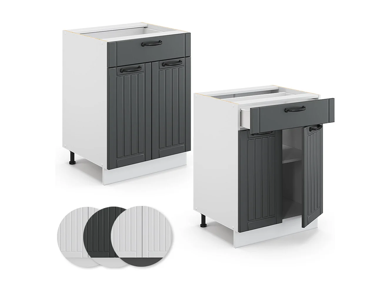 Meuble cuisine anthracite campagne 60x51.6x82 fame-line