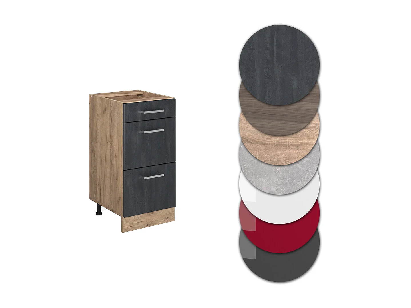 Meuble cuisine béton noir 40x46x81.6 r-line