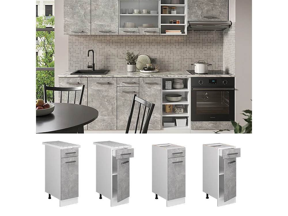 Meuble cuisine béton 30x46x81.6 r-line