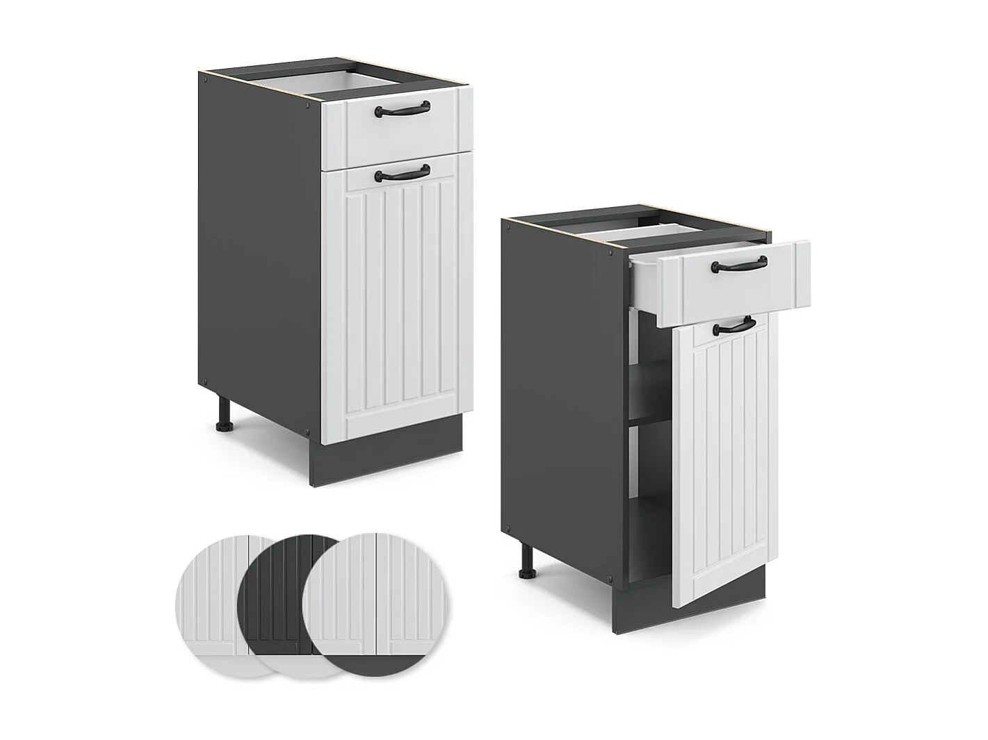 Mobiletto base per cucina bianco casa di campagna 40x51.6x82 fame-line