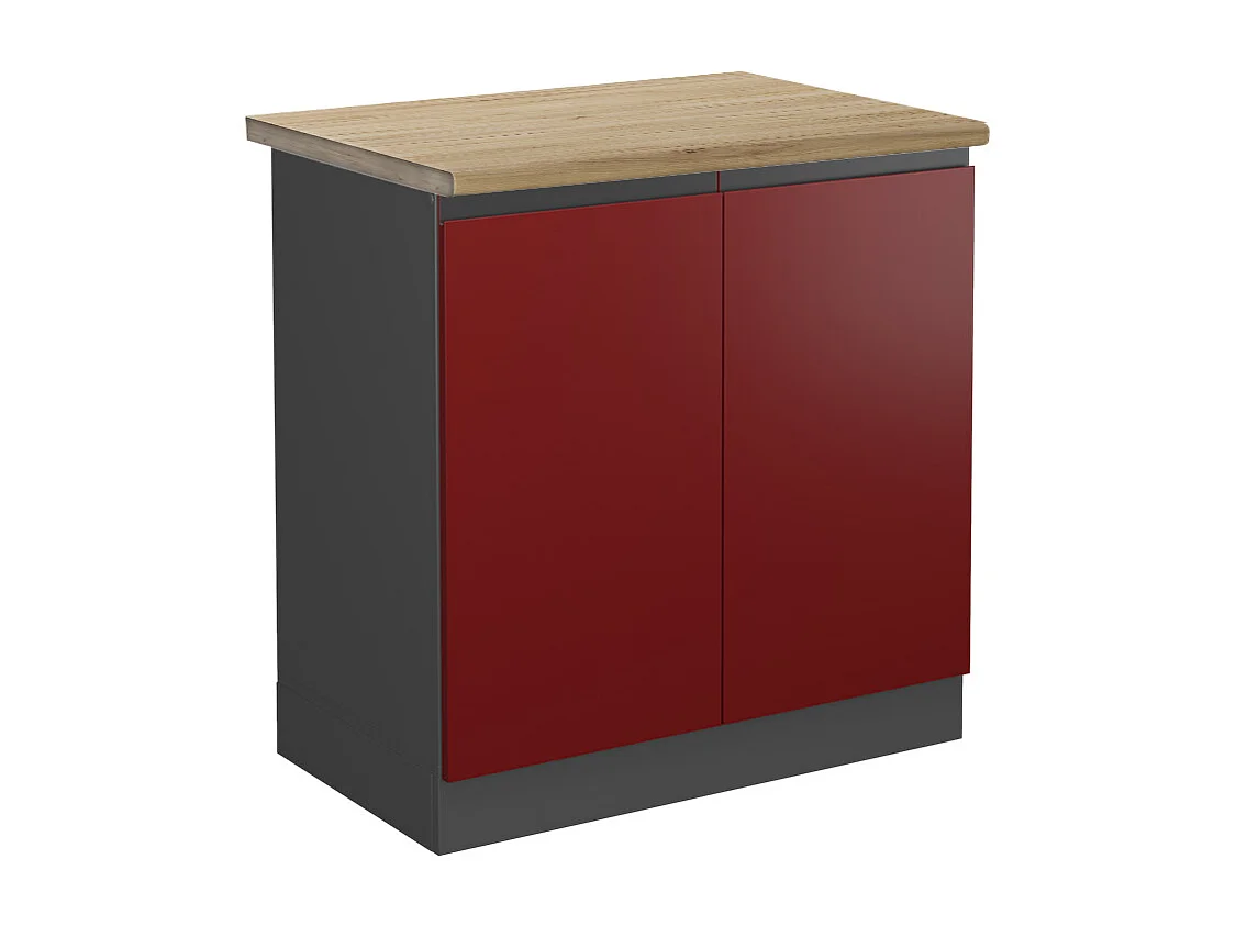 Meuble bas sous-évier rouge 80x60x81.6 r-line