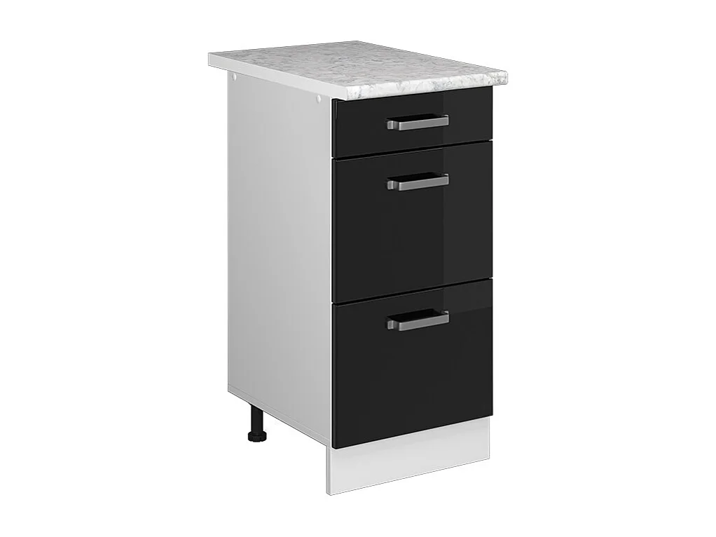 Küchenunterschrank schwarz hochglanz 40x60x81.6 r-line