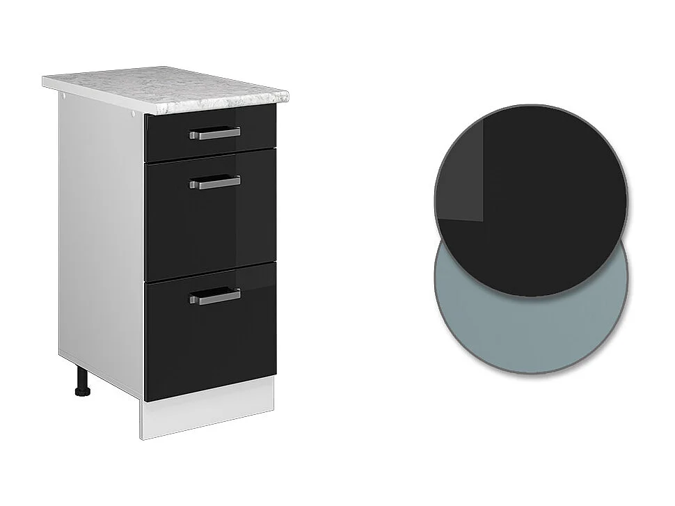 Küchenunterschrank schwarz hochglanz 40x60x81.6 r-line