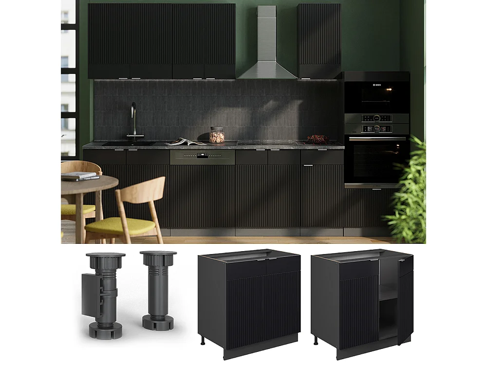 Szafka pod zlew czarne paski 80x60x82 fame-line