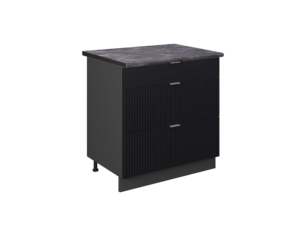Meuble cuisine noir rayé 80x60x82 fame-line
