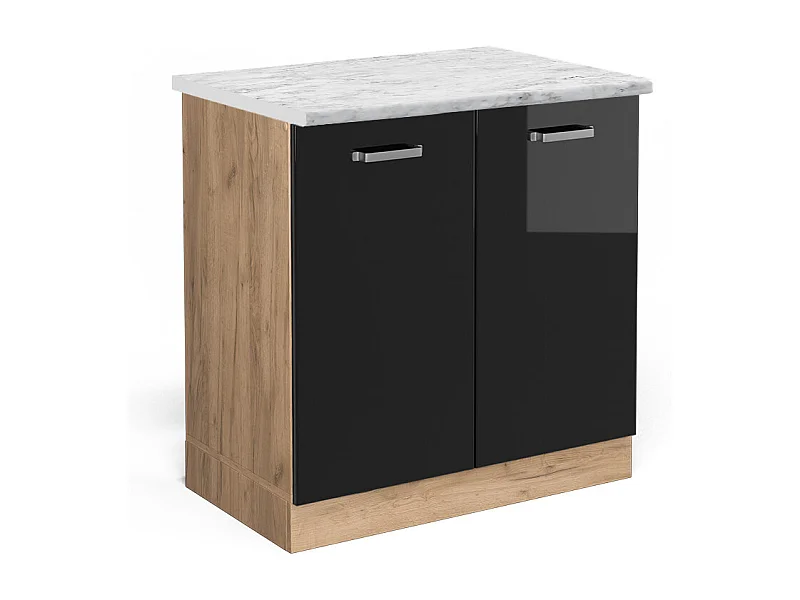 Armario bajo para fregadero negro brillo intenso 80x60x81.6 r-line