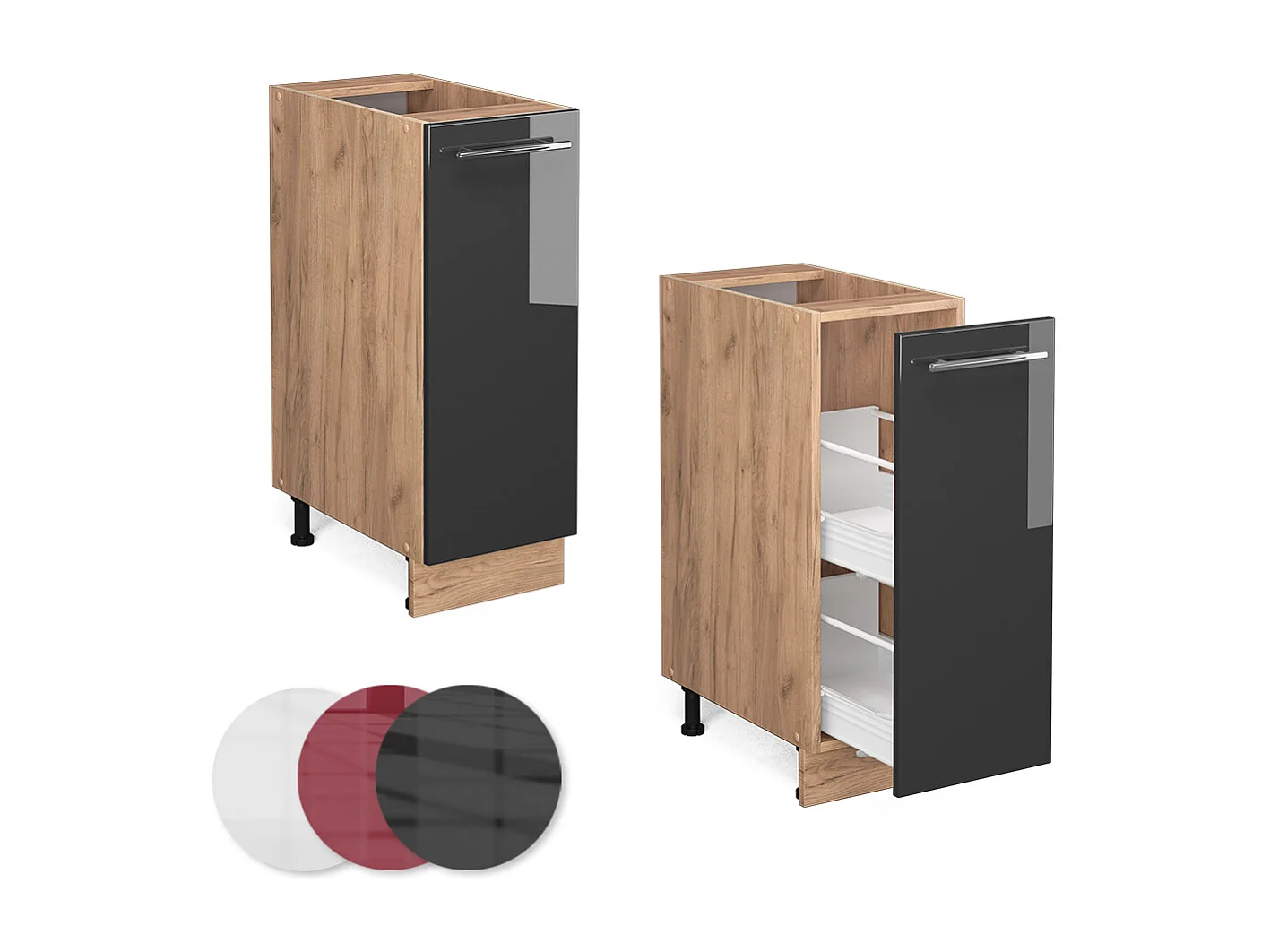 Meuble de cuisine anthracite haute brillance 30x60x82 fame-line