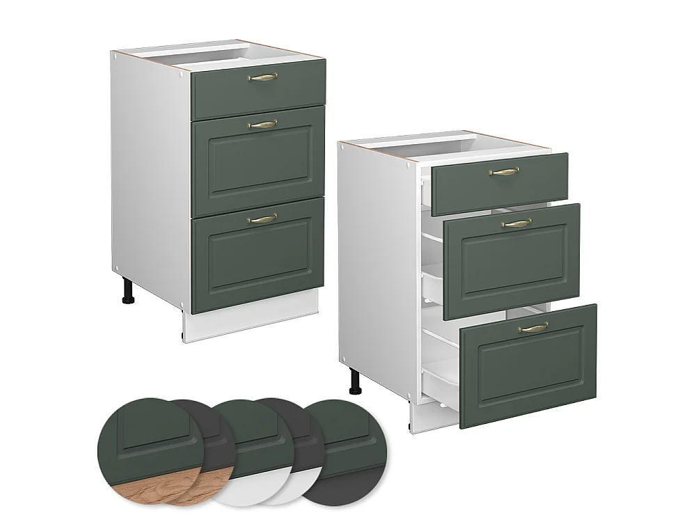 Kitchen base cabinet green-gold country house 50x51.6x82 fame-line