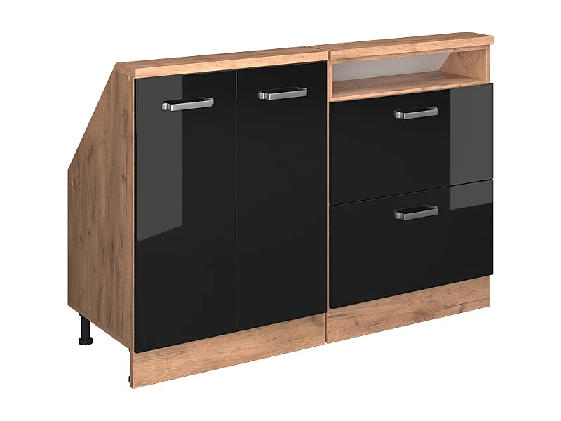 Küchenschrank für Dachschrägen schwarz hochglanz 120x46x81.6 r-line
