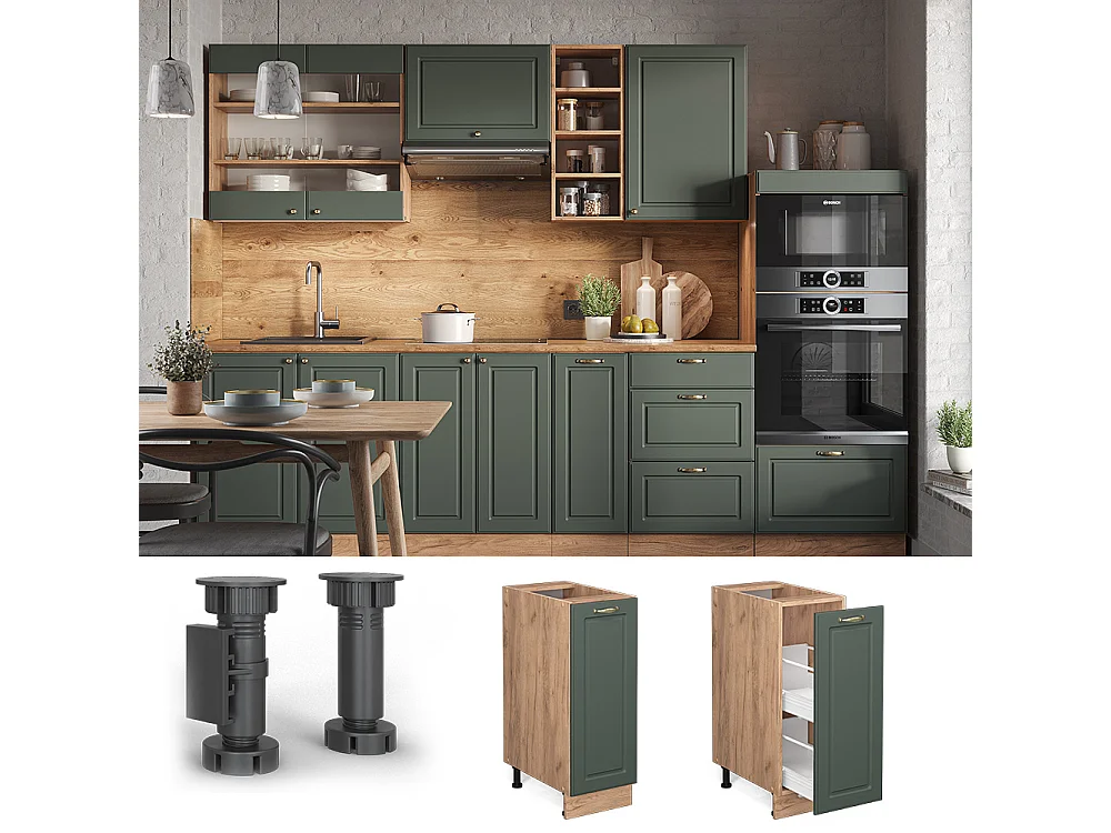 Apotheekkast groen-goud landhuis 30x60x82 fame-line