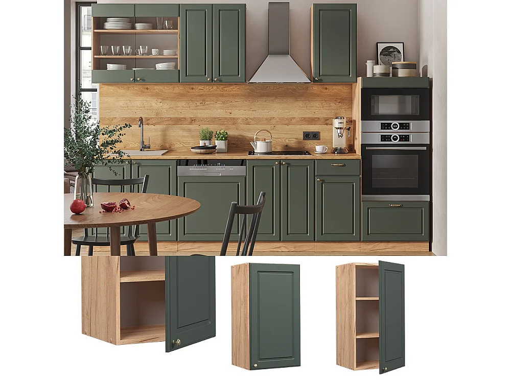 Wall cabinet green-gold country house 40x34.1x72 fame-line