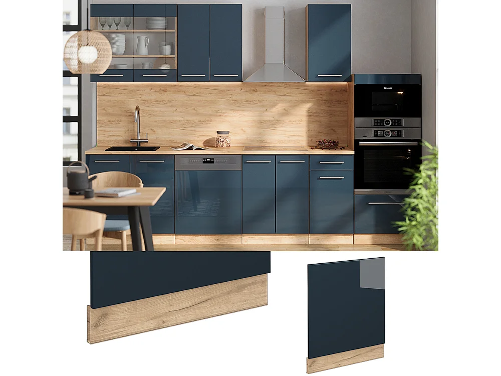 Façade bleu foncé brillant 60x1.6x67.4 fame-line