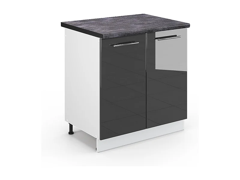 Meuble bas sous-évier anthracite haute brillance 80x60x82 fame-line
