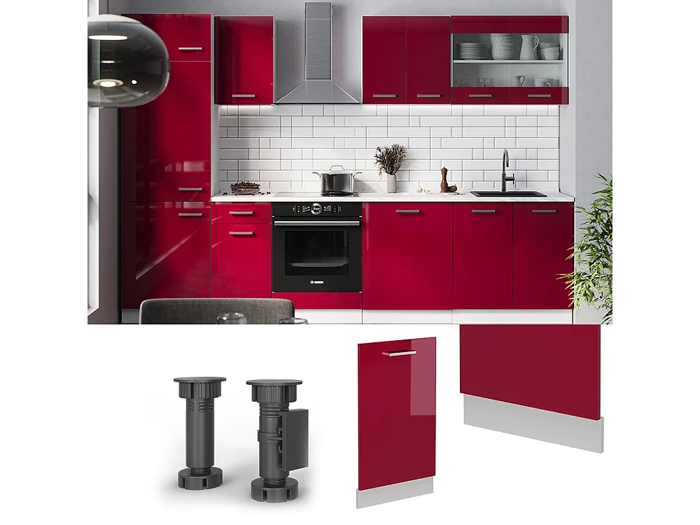 Façade de lave-vaisselle rouge brillant 45x1.6x81.8 r-line