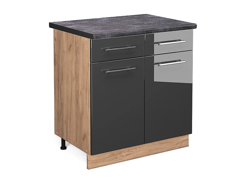 Meuble cuisine anthracite haute brillance 80x60x82 fame-line
