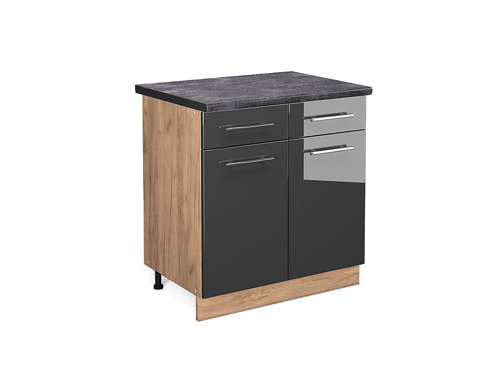 Mueble bajo de cocina antracita alto brillo 80x60x82 fame-line