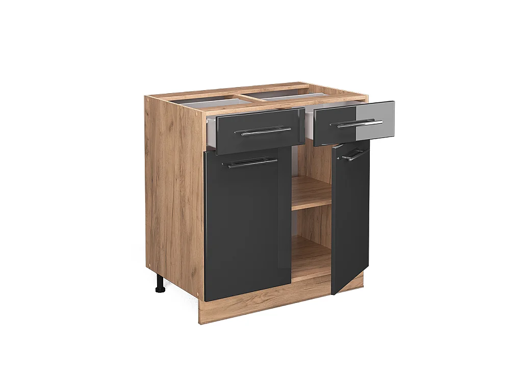 Mueble bajo de cocina antracita alto brillo 80x60x82 fame-line