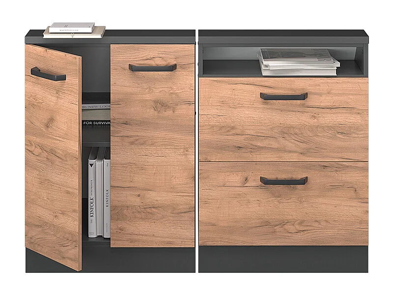 Meuble sous pente chêne de force doré 120x46x81.6 r-line