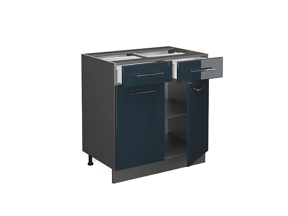 Meuble cuisine bleu foncé brillant 80x51.6x82 fame-line