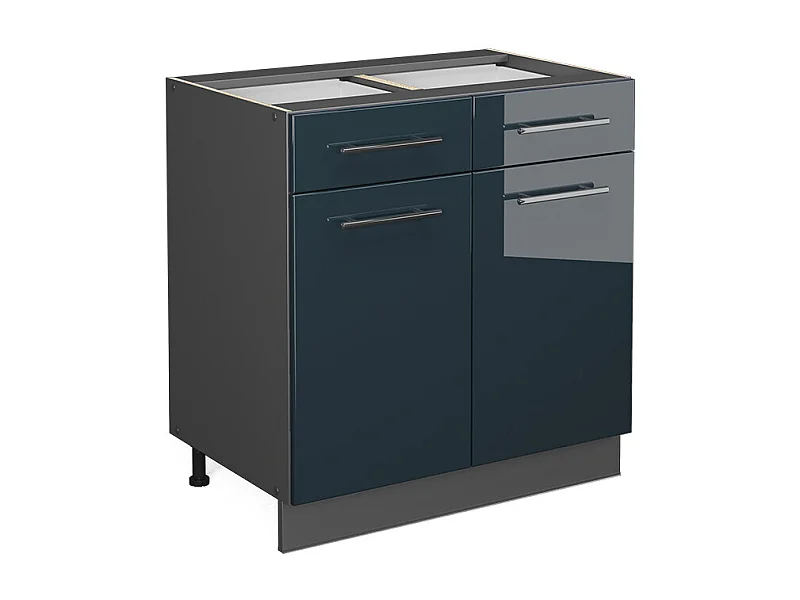 Meuble cuisine bleu foncé brillant 80x51.6x82 fame-line