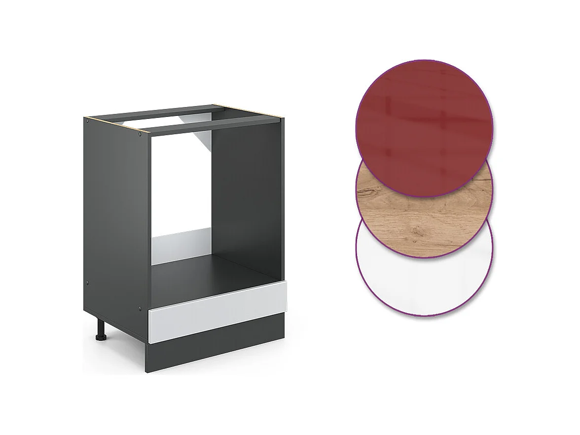 Meuble pour four blanc haute brillance 60x46x81.6 r-line