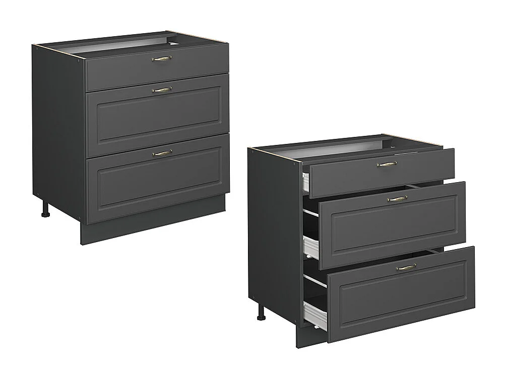 Meuble cuisine anthrazit-gold landhaus 80x51.6x82 fame-line