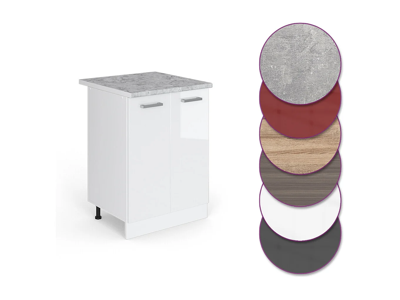 Mobiletto base cucina bianco lucido 60x60x81.6 r-line