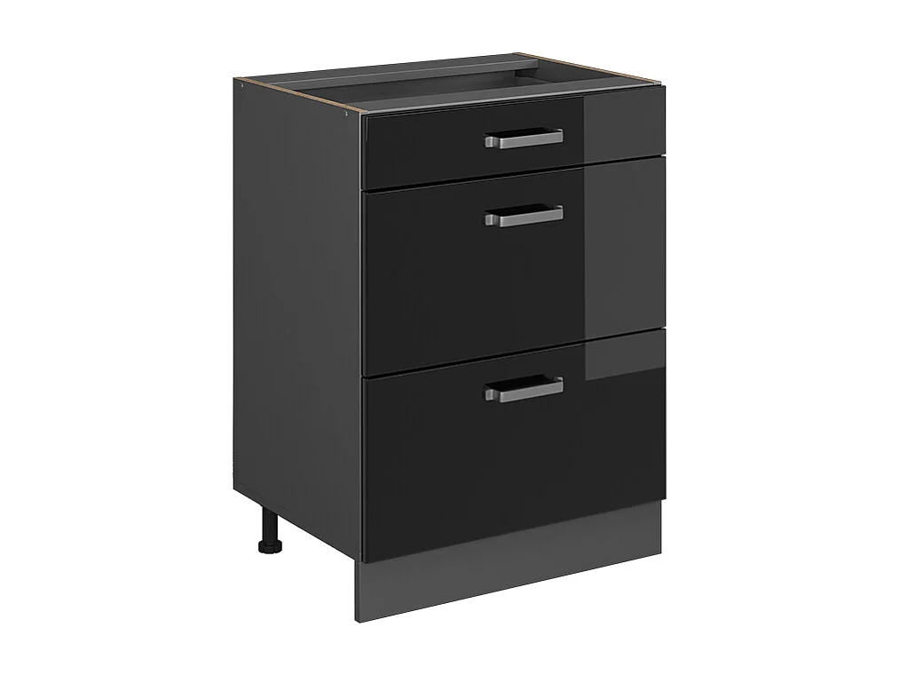 Keukenonderkast zwart hoogglans 60x46x81.6 r-line