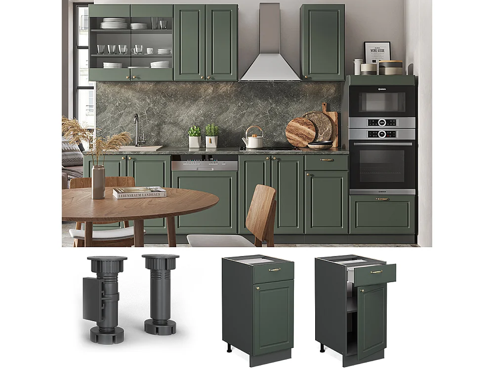 Mobiletto base per cucina verde-oro country house 40x60x82 fame-line