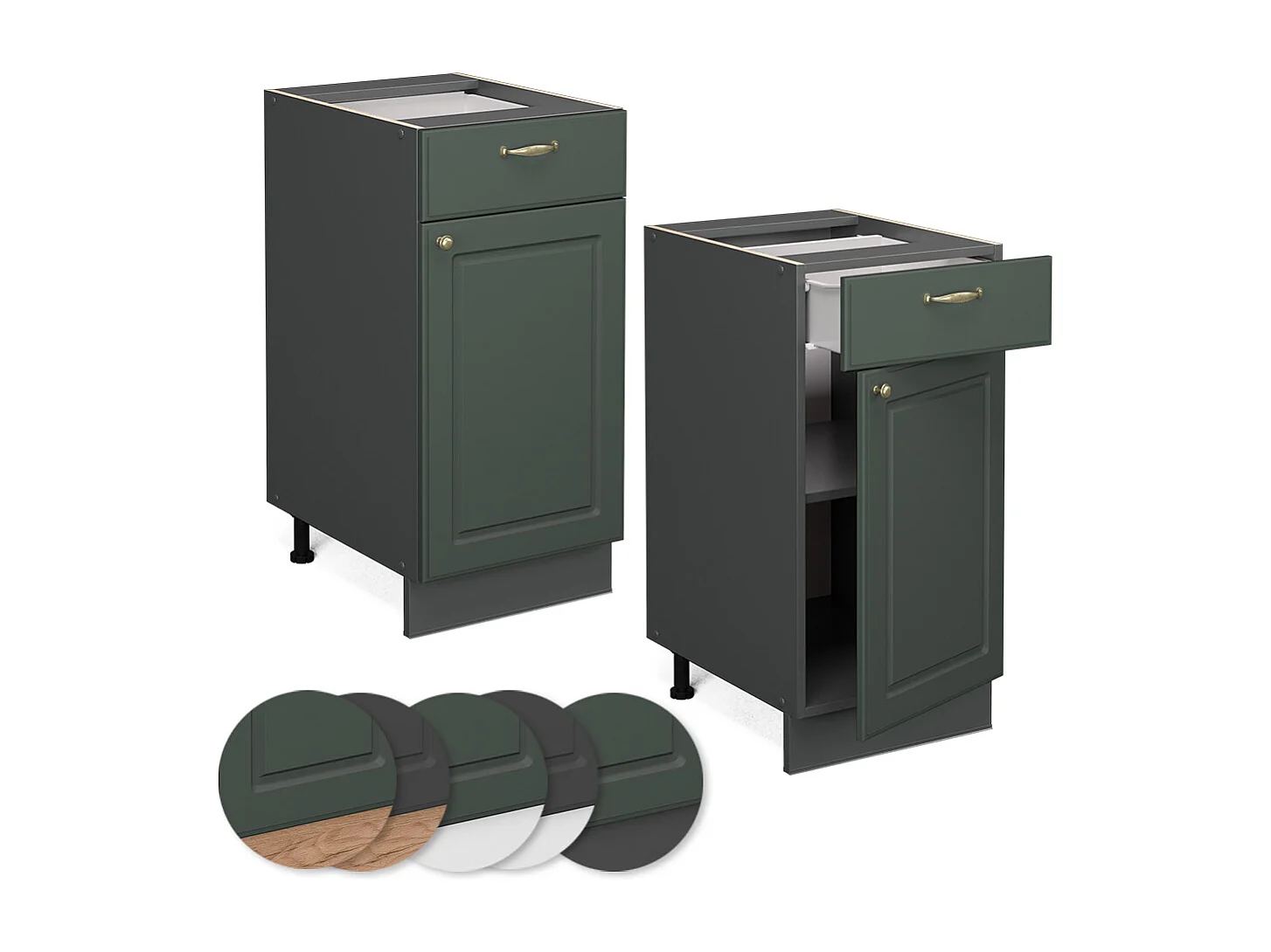 Mobiletto base per cucina verde-oro country house 40x60x82 fame-line