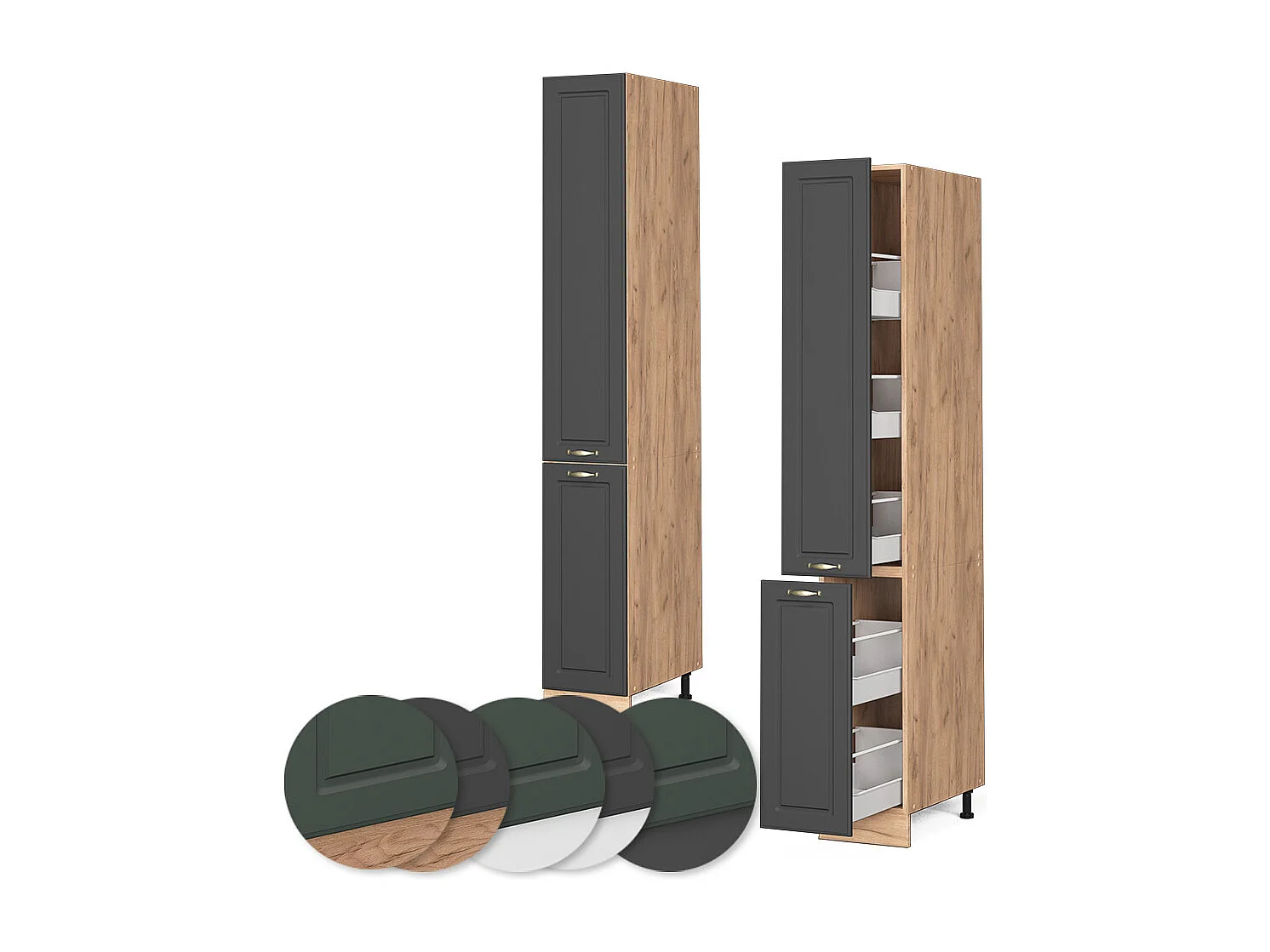 Meuble haute de cuisine anthracite-or 30x58x206.8 fame-line