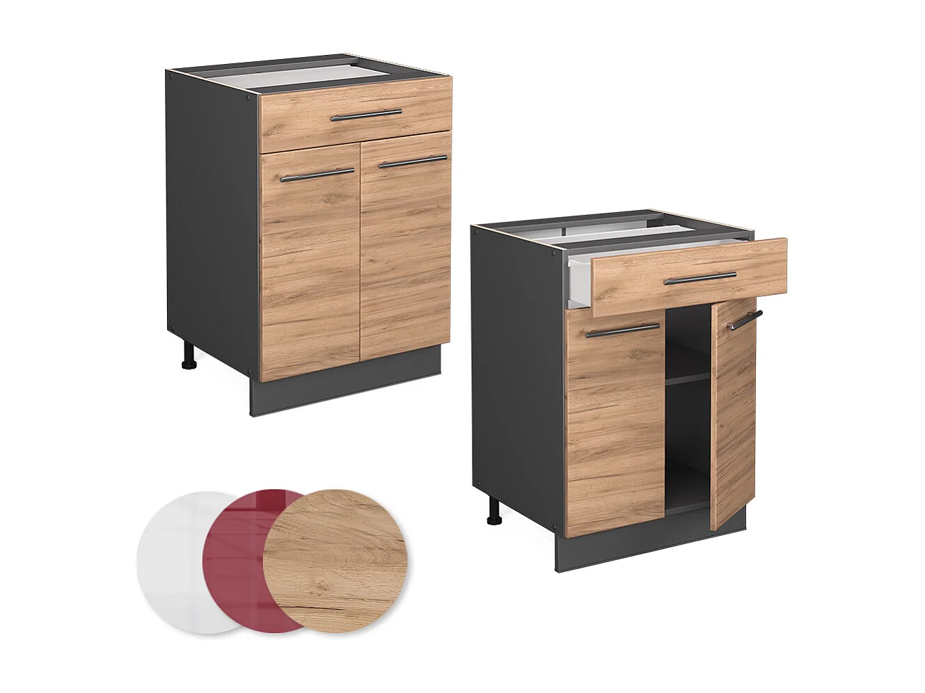 Mobiletto base per cucina quercia dorata 60x60x82 fame-line