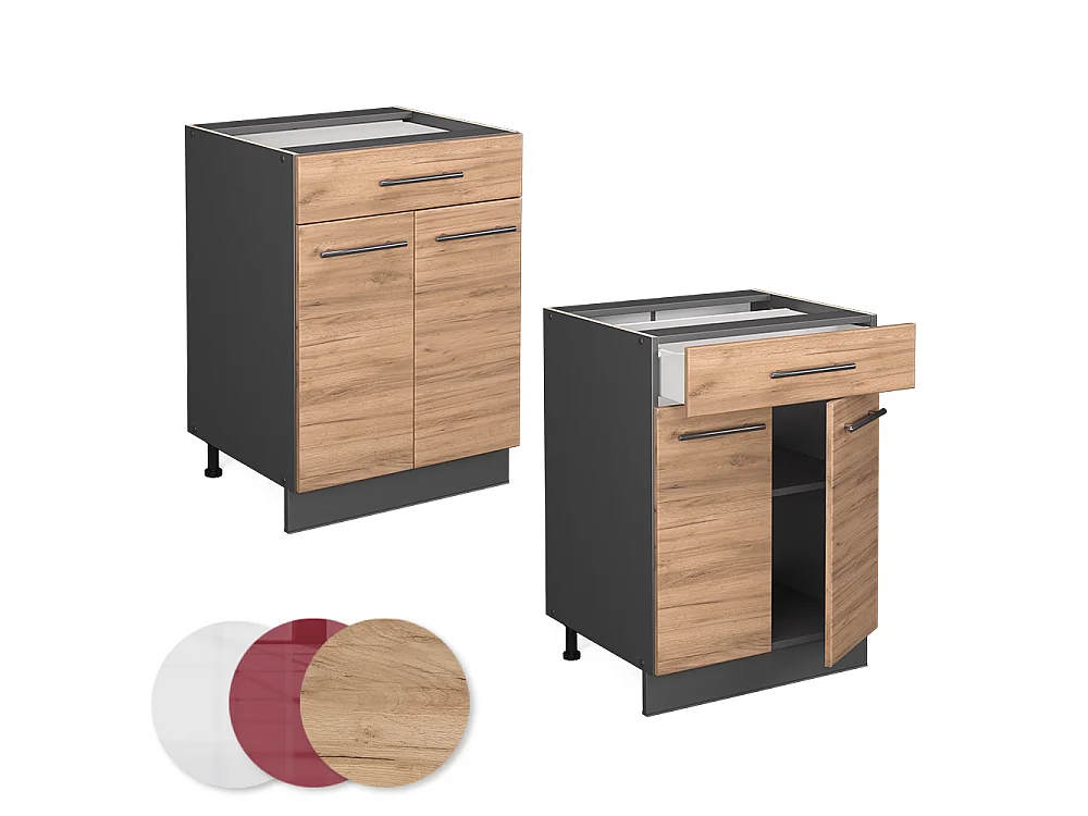 Meuble cuisine chêne de force doré 60x60x82 fame-line